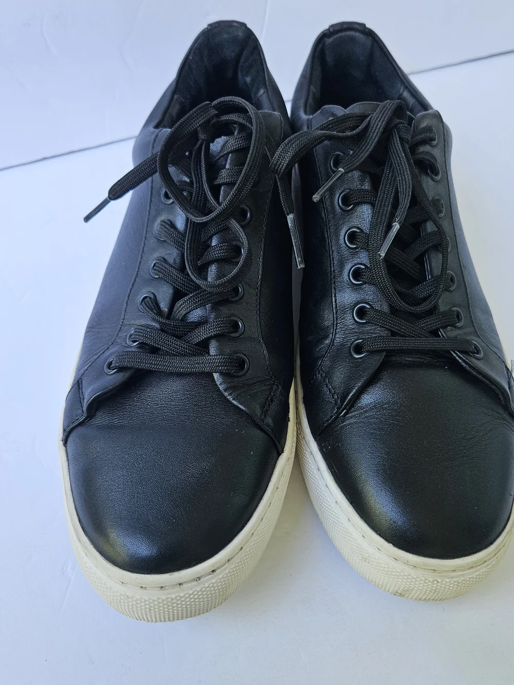 Thursday Boot Company Black Leather Lace-up Sneakers with White Sole